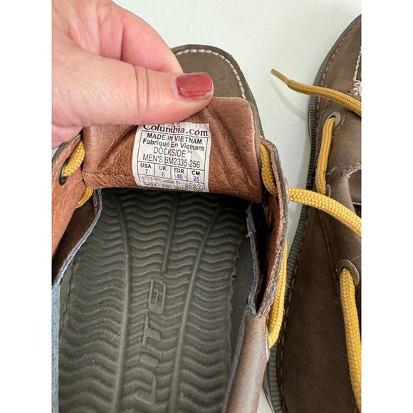 Men’s Columbia Dockside Boat Loafers Brown Leather 7 - Picture 2 of 13